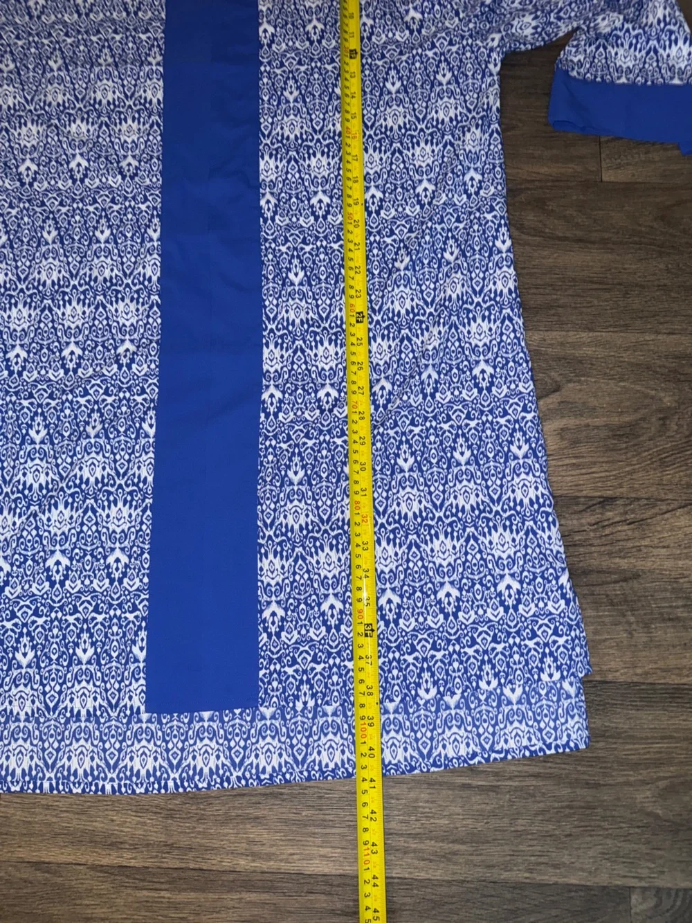 Blue and White Printed Tunic‎ 50 UPF sun protectant swim coverup